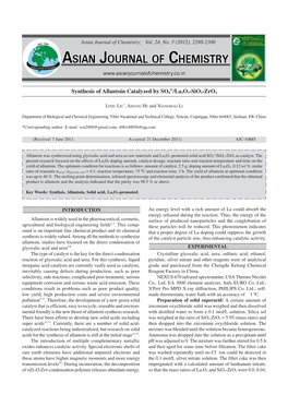 Synthesis of Allantoin Catalyzed by SO4 2-/La2o3-Sio2-Zro2