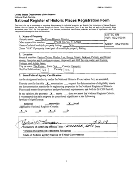 United States Department of the Interior National Park Service National Register of Historic Places Registration Form