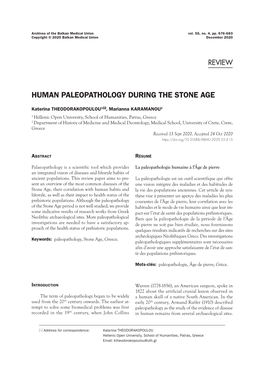 Human Paleopathology During the Stone Age