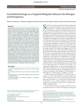 Controlled Drainage As a Targeted Mitigation Measure for Nitrogen and Phosphorus