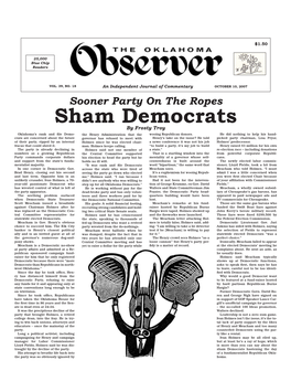 Sham Democrats by Frosty Troy Oklahoma’S Rank and File Demo- the Henry Administration That the Wooing Republican Donors