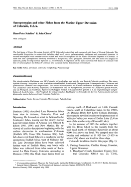Sarcopterygian and Other Fishes from the Marine Upper Devonian of Colorado, U.S.A