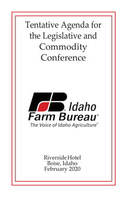 Tentative Agenda for the Legislative and Commodity Conference