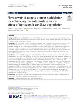 Flavokawain B Targets Protein Neddylation for Enhancing the Anti