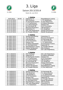 Rahmenspielplan 3. Liga 13-14