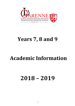 Years 7, 8 and 9 – Academic Overview