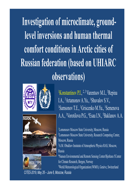 Level Inversions and Human Thermal Comfort Conditions in Arctic Cities of Russian Federation (Based on UHIARC Observations)