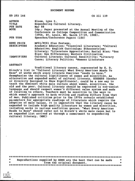 Cultural Literacy. PUB DATE Mar 88 NOTE 16P.; Paper Presented at the Annual Meeting of the Conference on College Composition and Communication (39Th, St