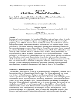 Chapter 2.1-A Brief History of Maryland's Coastal Bays