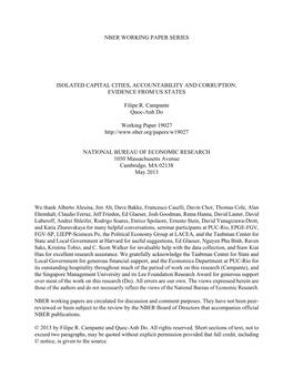 Isolated Capital Cities, Accountability and Corruption: Evidence from Us States