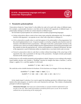 1 Parametric Polymorphism