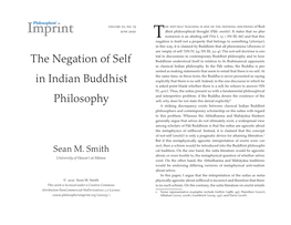 The Negation of Self in Indian Buddhist Philosophy