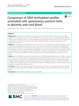 Comparison of DNA Methylation Profiles Associated With