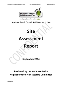 Site Assessment Report September 2014