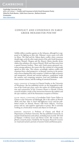 Conflict and Consensus in Early Greek Hexameter Poetry Edited by Paola Bassino , Lilah Grace Canevaro , Barbara Graziosi Frontmatter More Information I