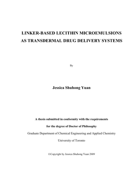 Linker-Based Lecithin Microemulsions As Transdermal Drug Delivery Systems