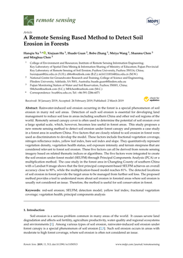 A Remote Sensing Based Method to Detect Soil Erosion in Forests