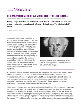 The May 1948 Vote That Made the State of Israel (Pdf)