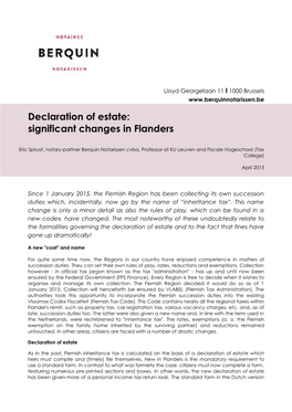 Declaration of Estate: Significant Changes in Flanders