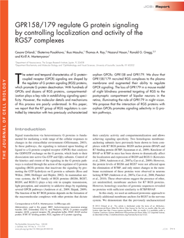 GPR158/179 Regulate G Protein Signaling by Controlling Localization and Activity of the RGS7 Complexes