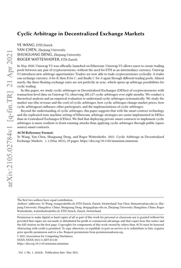Cyclic Arbitrage in Decentralized Exchange Markets
