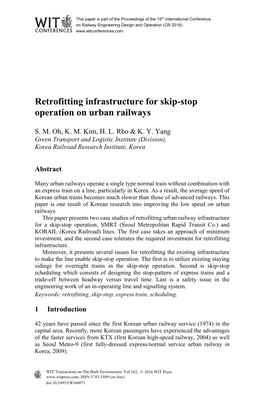 Retrofitting Infrastructure for Skip-Stop Operation on Urban Railways