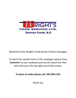 Welcome to the Wright's Food Service Product Catalogue