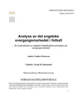 Analyse Av Det Engelske Overgangsmarkedet I Fotball