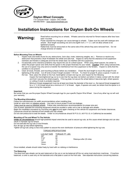 Installation Instructions for Dayton Bolt-On Wheels