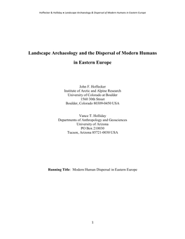 Landscape Archaeology and the Dispersal of Modern Humans in Eastern Europe