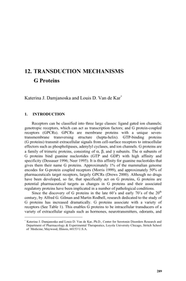 G Proteins 12. TRANSDUCTION MECHANISMS