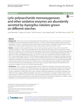 Lytic Polysaccharide Monooxygenases and Other Oxidative Enzymes