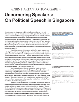 Uncornering Speakers: on Political Speech in Singapore