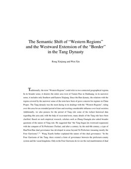 T the Semantic Shift of “Western Regions” and the Westward Extension of the “Border” in the Tang Dynasty