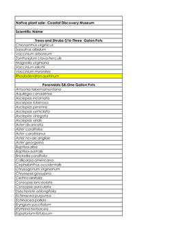 2021 Native Plant Sale-Plant List