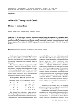 «Glottalic Theory» and Greek