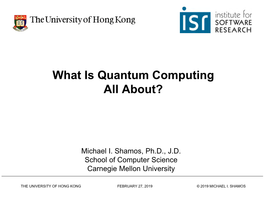Quantum Computing 2019