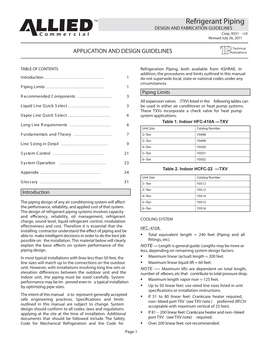 Refrigerant Piping DESIGN and FABRICATION GUIDELINES Corp