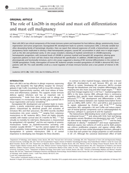 The Role of Lin28b in Myeloid and Mast Cell Differentiation and Mast Cell Malignancy