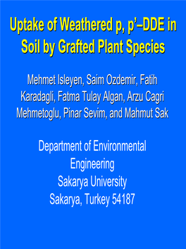 DDE in Soil by Grafted Plant Species