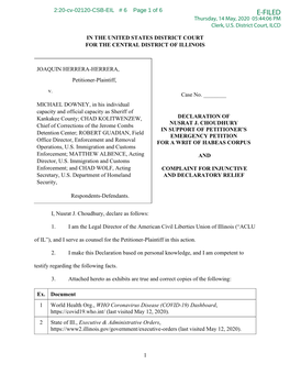 E-FILED Thursday, 14 May, 2020 05:44:06 PM Clerk, U.S