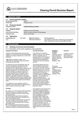 Proforma Reports for Applications to Clear Native Vegetation Under The