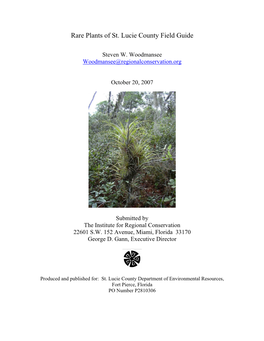 Rare Plants of St. Lucie County Field Guide