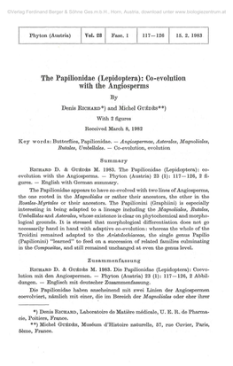 The Papilionidae (Lepidoptera): Co-Evolution with the Angiosperms