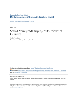 Shared Norms, Bad Lawyers, and the Virtues of Casuistry Paul R