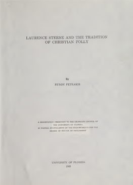 Laurence Sterne and the Tradition of Christian Folly