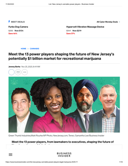 Meet the 13 Power Players Shaping the Future of New Jersey's Potentially $1 Billion Market for Recreational Marijuana