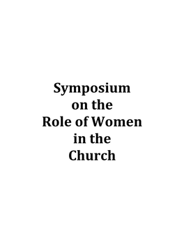 Role of Women in the Church