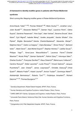 1 a Framework to Identify Modifier Genes in Patients With
