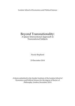 Beyond Transnationality: a Queer Intersectional Approach to Transnational Subjects